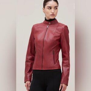 Danier Rich Brown Leather Jacket 90s Biker Womens XL vintage (First image inspo)